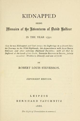 Robert Louis Stevenson: Kidnapped (1888, B. Tauchnitz)